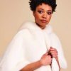 Helen Moore Helen Moore Ivory Faux Fur Short Hooded Bridal Cape Online