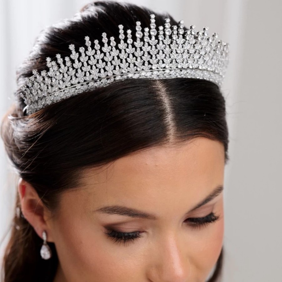 Lace & Favour Dubai Statement Cubic Zirconia Bridal Crown New