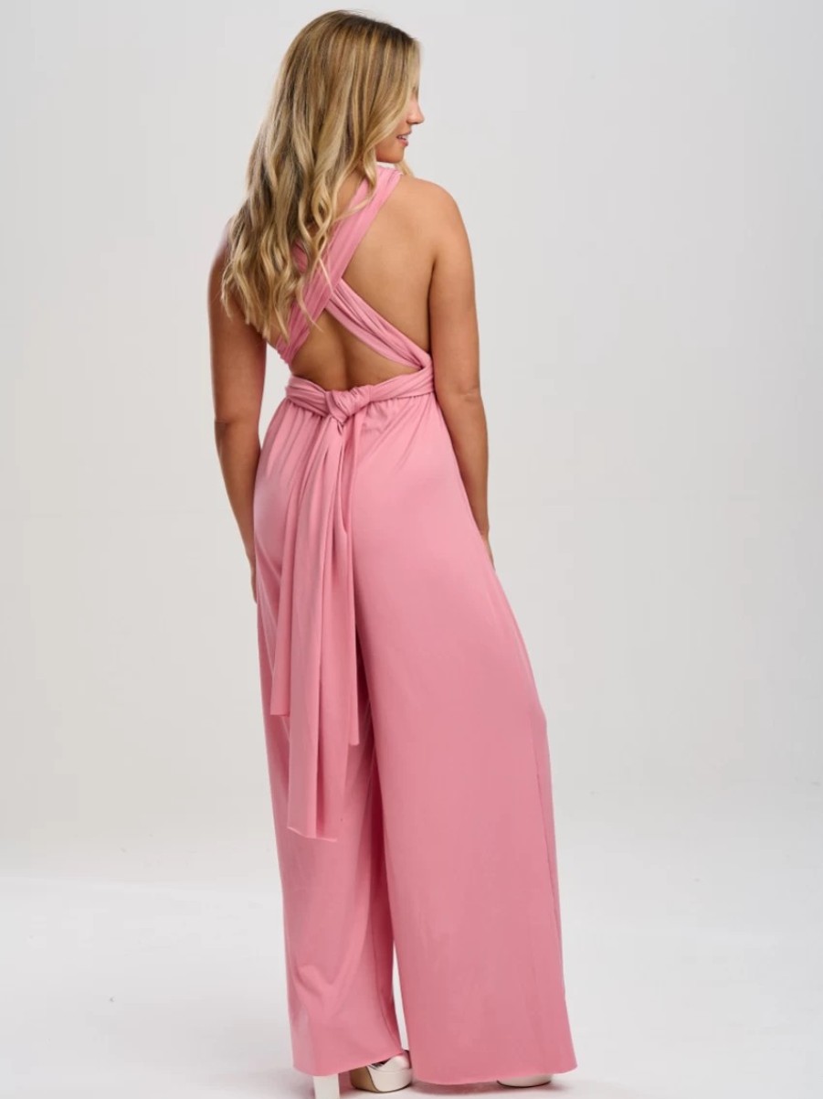 Lace & Favour Emily Rose Dusky Pink Multiway Bridesmaid Jumpsuit (One Size) Clearance