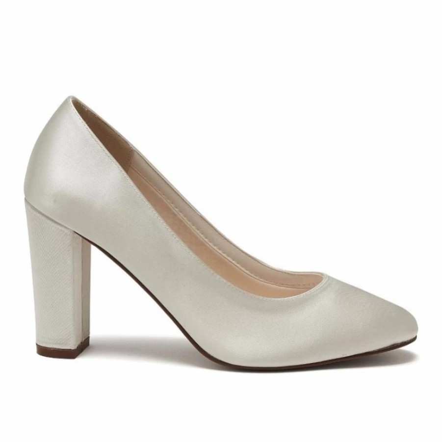 Rainbow Club Rainbow Club Frances Dyeable Ivory Satin Block Heel Court Shoes Wholesale