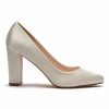 Rainbow Club Rainbow Club Keily Dyeable Ivory Satin Block Heel Court Shoes Wholesale