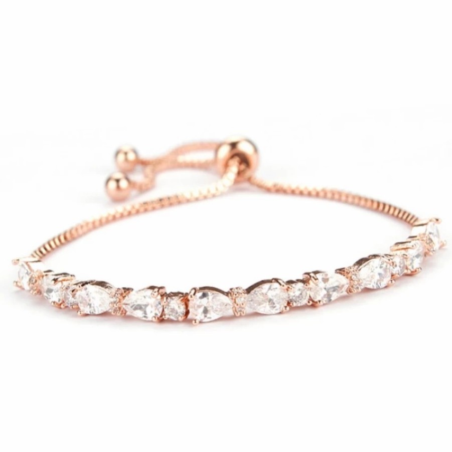 Lace & Favour Charlee Chic Cubic Zirconia Wedding Bracelet (Rose Gold) Best