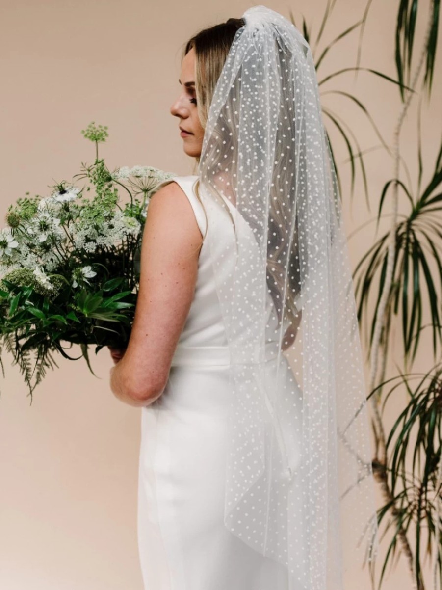 Linzi Jay Linzi Jay Polka Dot Tulle Single Tier Bridal Veil La603 Clearance