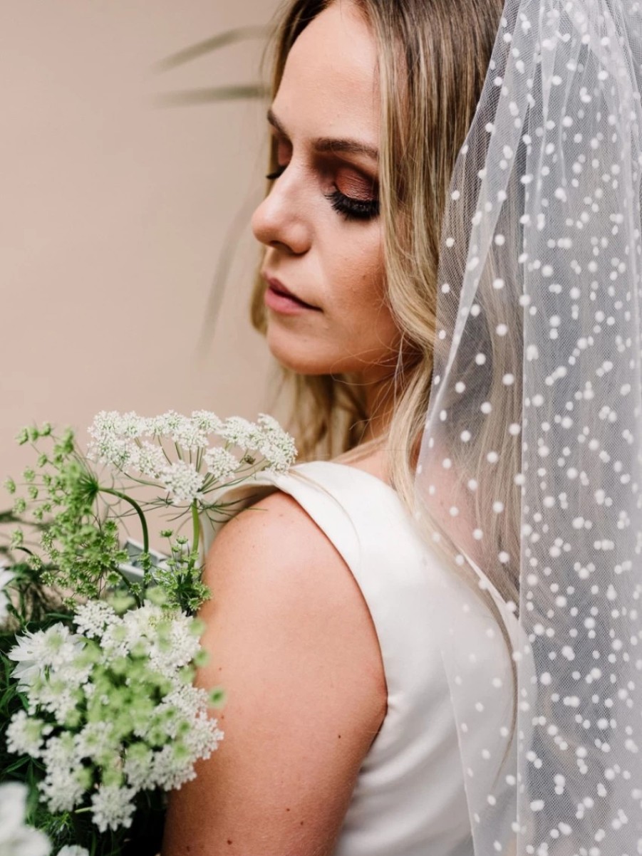 Linzi Jay Linzi Jay Polka Dot Tulle Single Tier Bridal Veil La603 Clearance