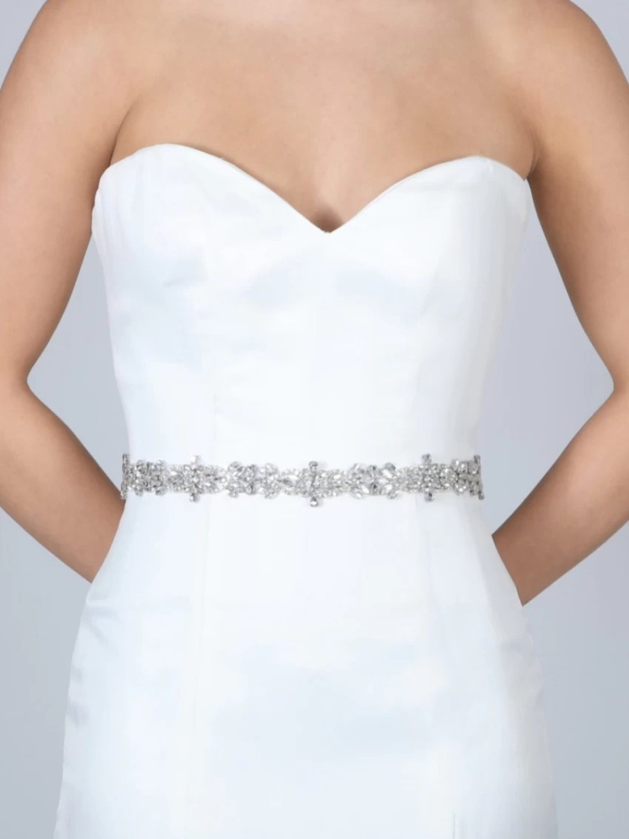 Perfect Bridal Perfect Bridal Arabella Elegant Slim Crystal Wedding Belt New