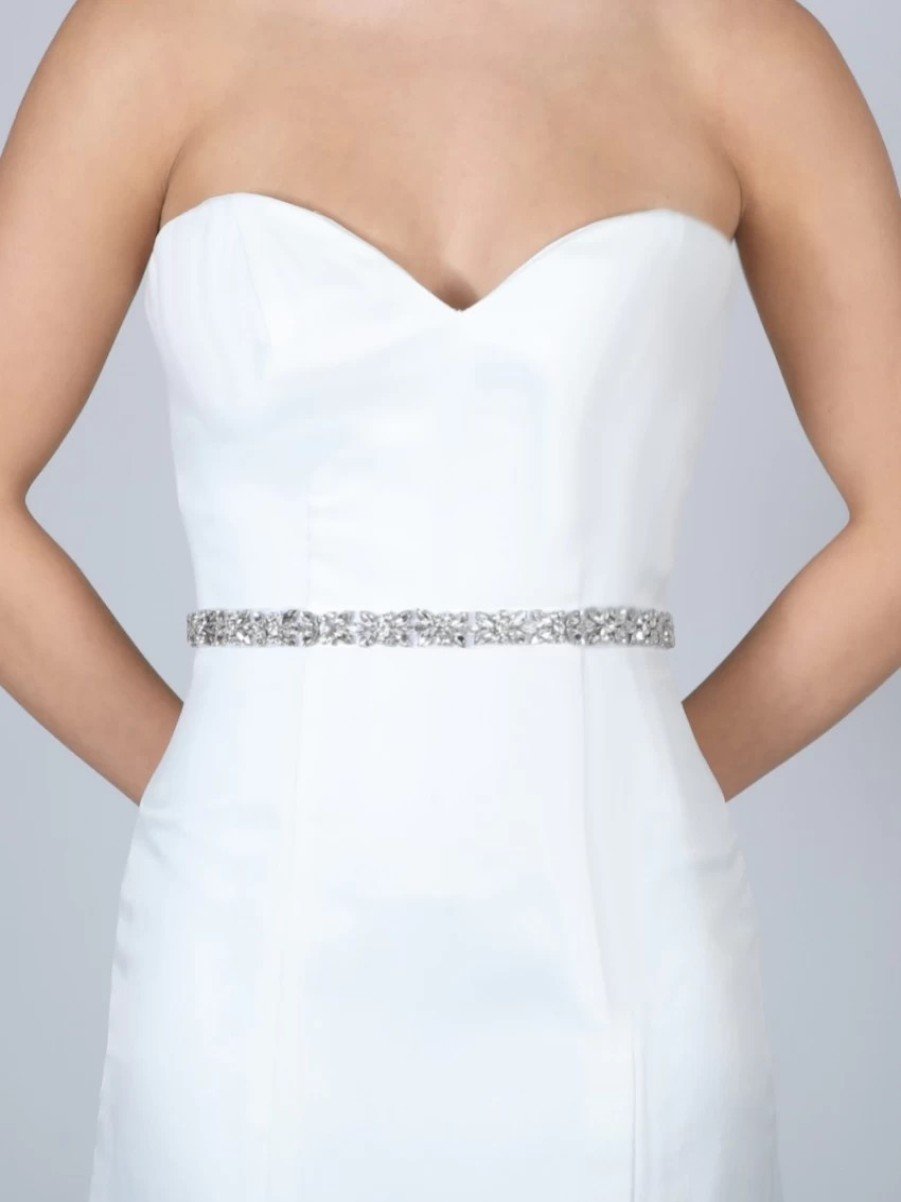 Perfect Bridal Perfect Bridal Gabrielle Slim Crystal Embellished Wedding Belt Online