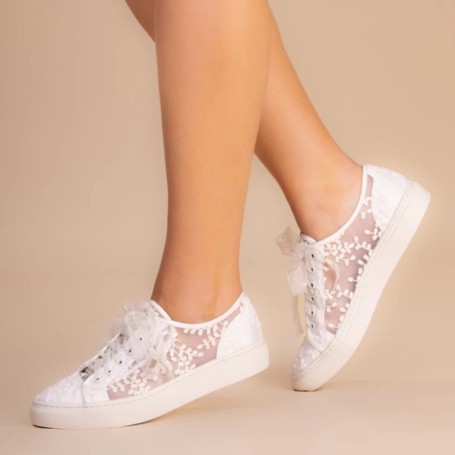 Perfect Bridal Perfect Bridal Oakley Ivory Embroidered Lace Wedding Trainers Online