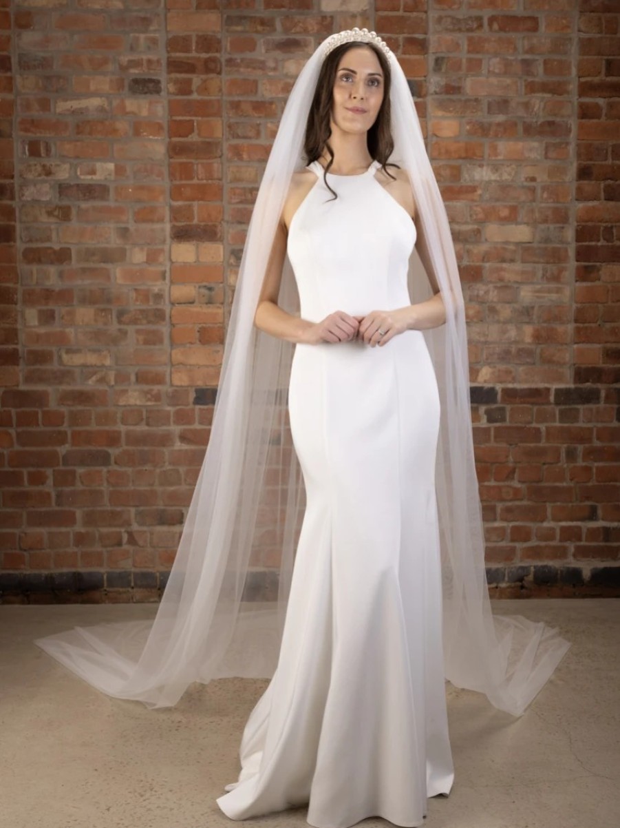 Perfect Bridal Perfect Bridal Ivory Single Tier Plain Cathedral Veil With Cut Edge New