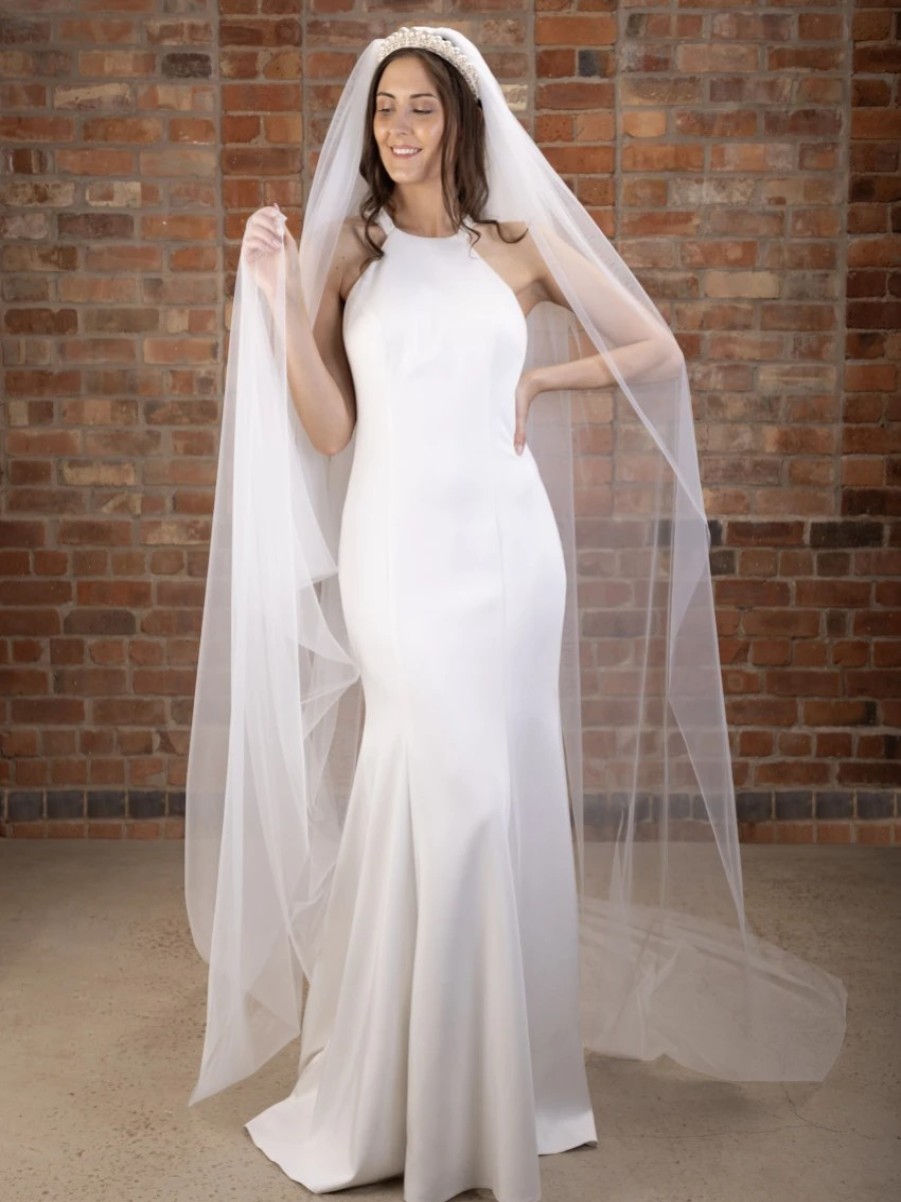 Perfect Bridal Perfect Bridal Ivory Single Tier Plain Cathedral Veil With Cut Edge New