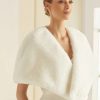 Bianco Evento Bianco Ivory Faux Fur Bridal Cape E306 Best