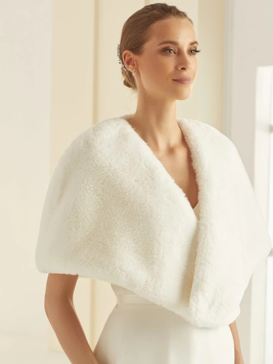 Bianco Evento Bianco Ivory Faux Fur Bridal Cape E306 Best