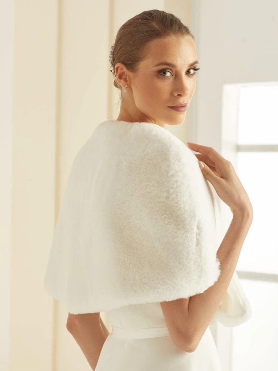 Bianco Evento Bianco Ivory Faux Fur Bridal Cape E306 Best