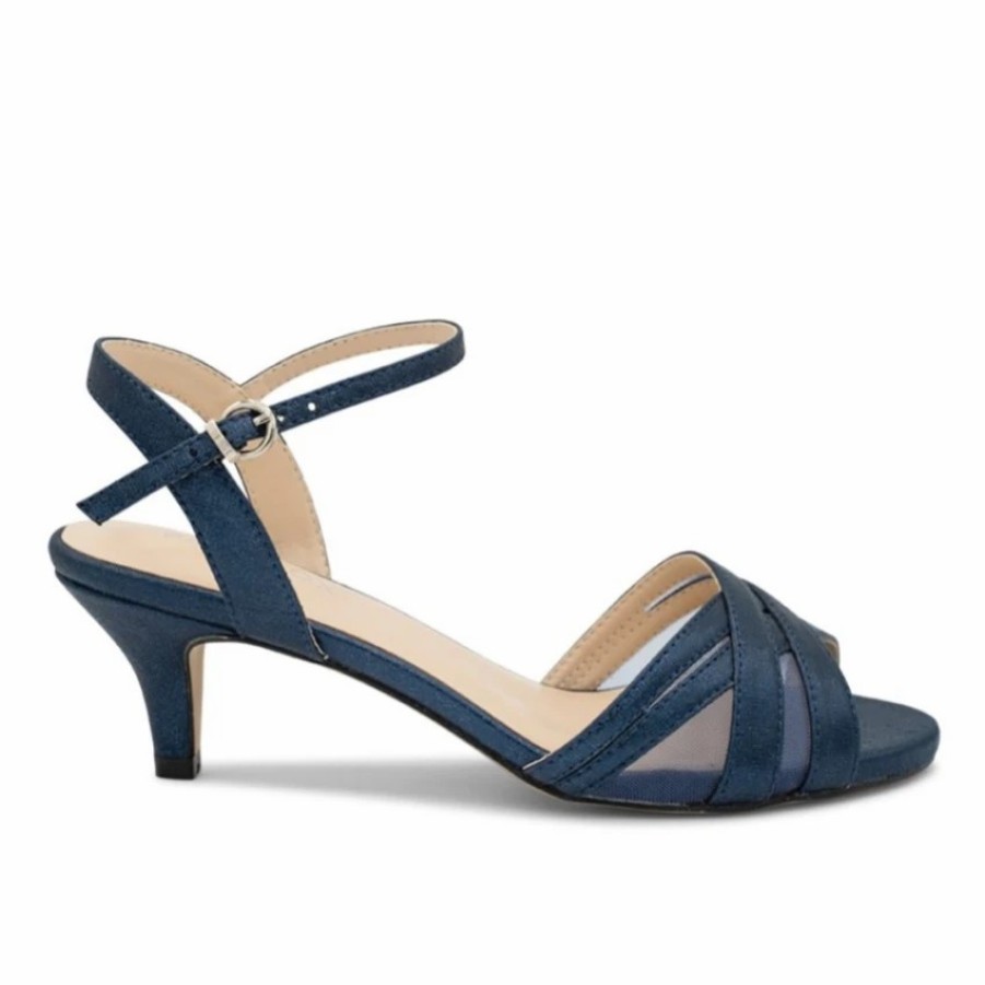 Pink Paradox London Paradox London Mowenna Navy Shimmer Kitten Heel Sandals Wholesale