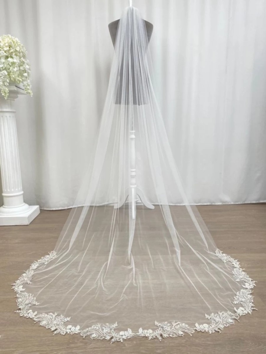 Joyce Jackson Joyce Jackson Mallow Art Deco Lace Edge Chapel Veil Wholesale