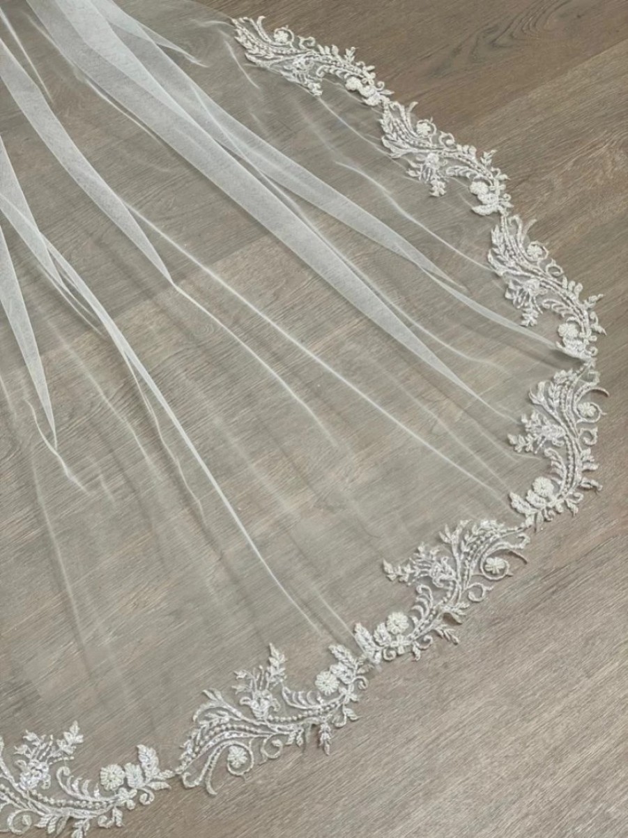 Joyce Jackson Joyce Jackson Mallow Art Deco Lace Edge Chapel Veil Wholesale