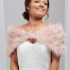 Beverly Hills Scarlet Blush Feather Bridal Stole New