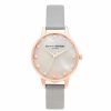 Olivia Burton Olivia Burton 30Mm Rose Gold And Grey Leather Strap Watch Online