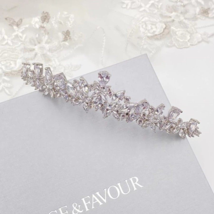 Lace & Favour Bridgerton Dainty Cz Crystal Wedding Tiara Hot