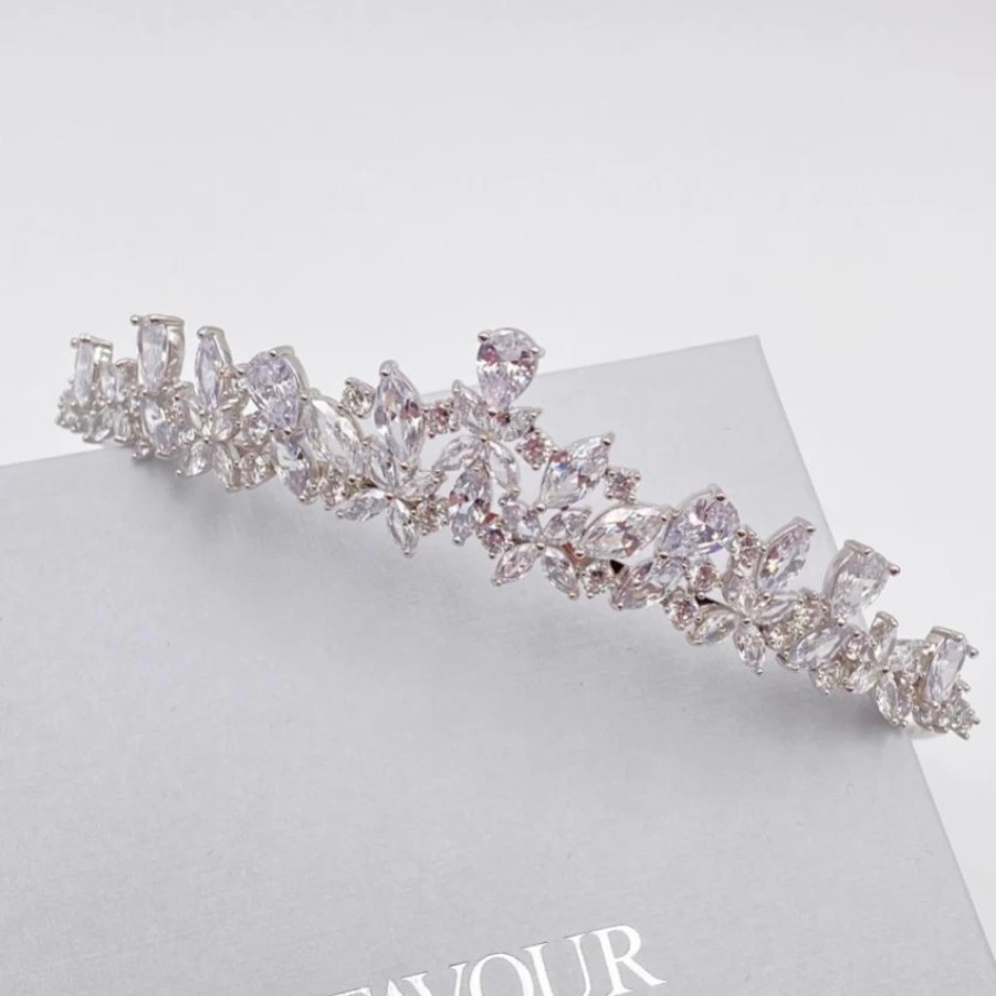 Lace & Favour Bridgerton Dainty Cz Crystal Wedding Tiara Hot