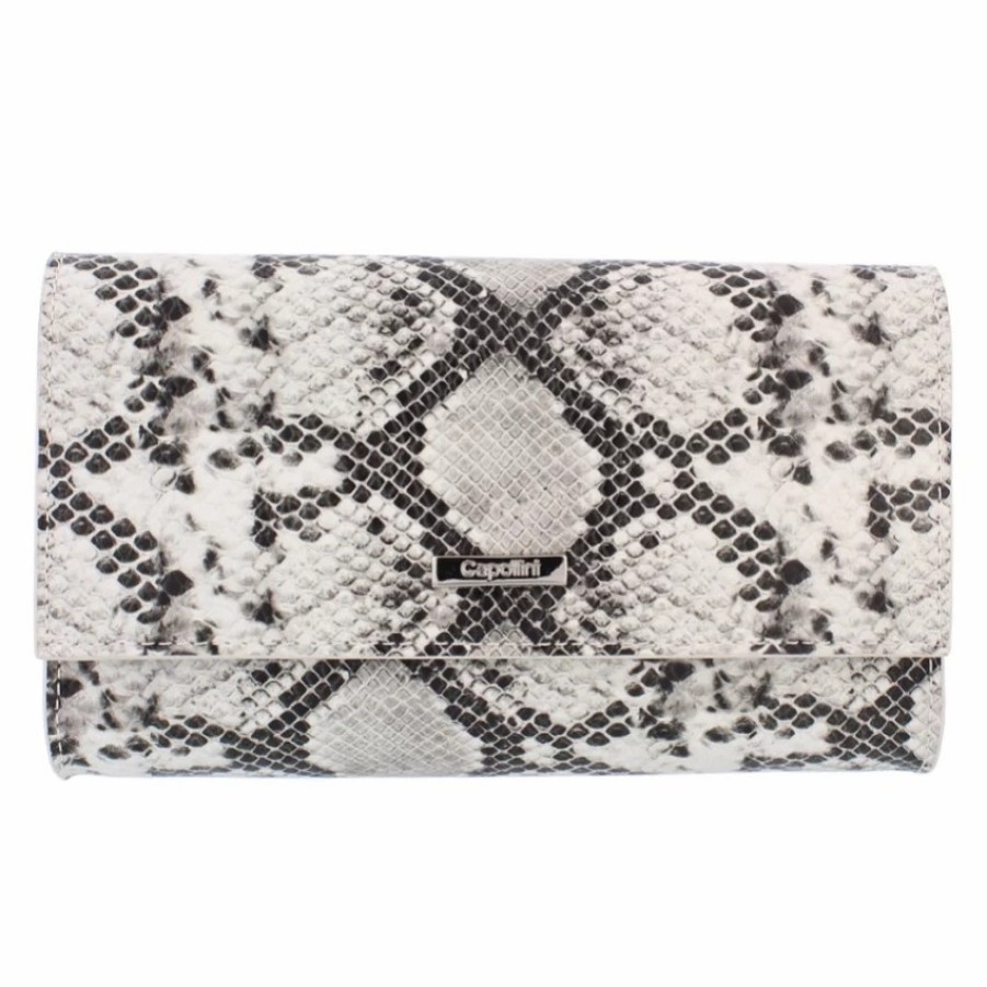 Capollini Capollini Ivory Snake Print Leather Clutch Bag Best