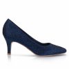 Perfect Bridal Perfect Bridal Calypso Navy Crystal Embellished Mid Heel Court Shoes New