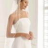 Bianco Evento Bianco Ivory Single Tier Satin Edge Fingertip Veil S196 Hot