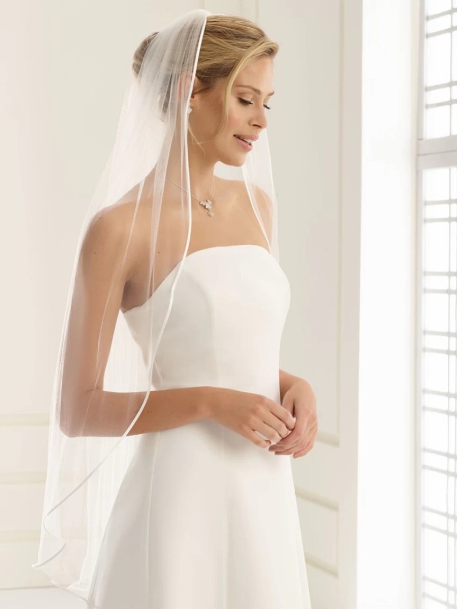 Bianco Evento Bianco Ivory Single Tier Satin Edge Fingertip Veil S196 Hot