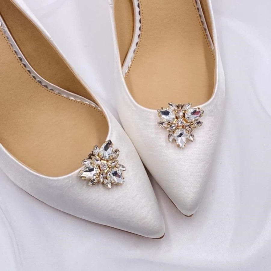 Lace & Favour Artesia Gold Crystal Shoe Clips Wholesale