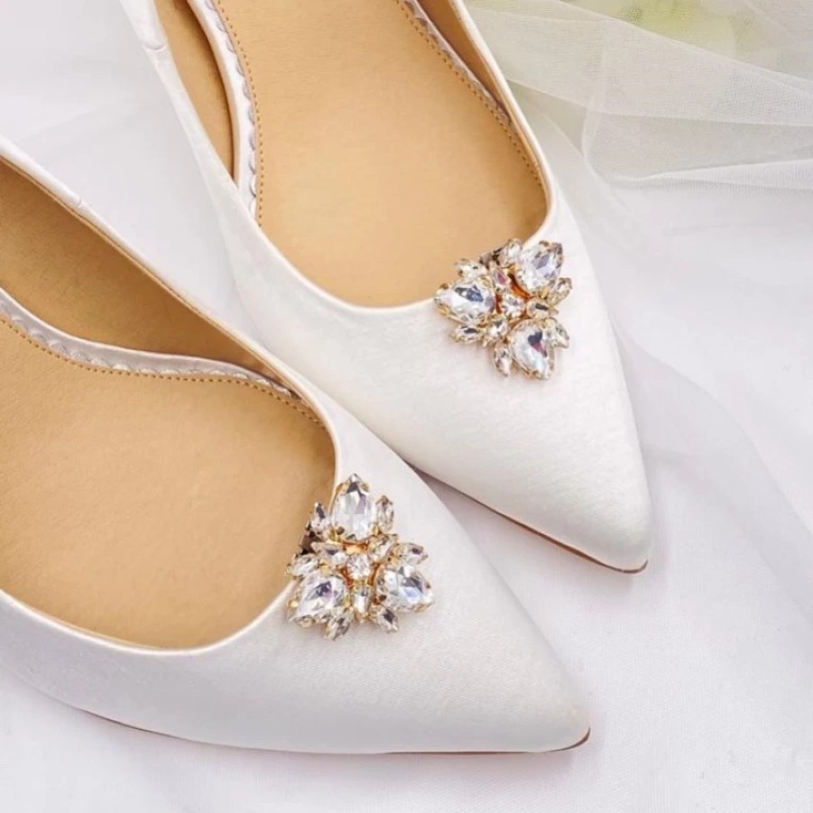 Lace & Favour Artesia Gold Crystal Shoe Clips Wholesale