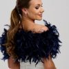 Beverly Hills Bardot Navy Ostrich Feather Bridal Stole Best