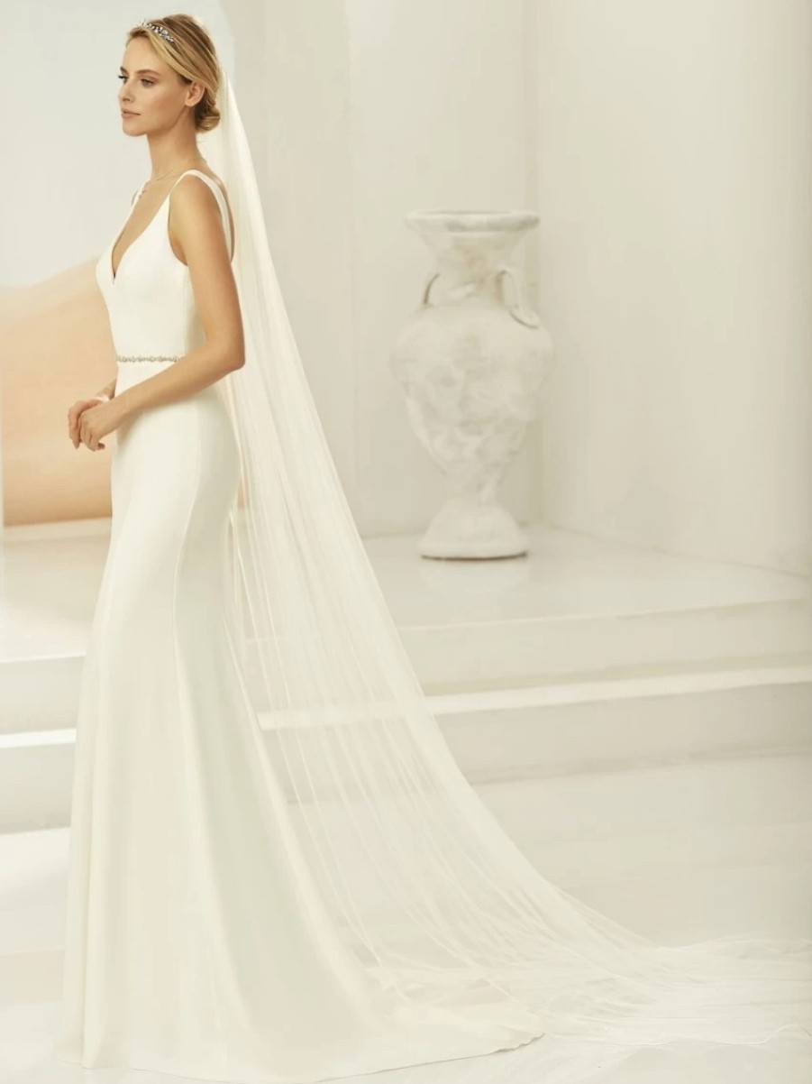 Bianco Evento Bianco Ivory Single Tier Satin Edge Chapel Veil S389 Wholesale