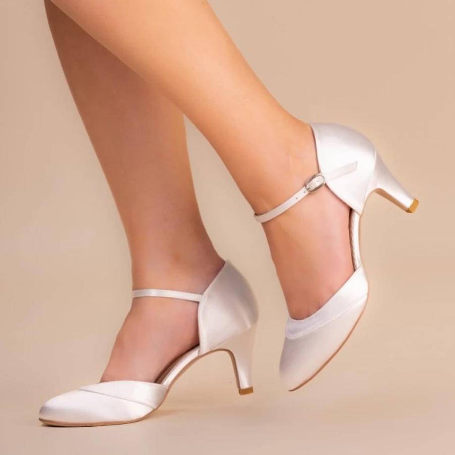 Perfect Bridal Perfect Bridal Elsa Dyeable Ivory Satin Ankle Strap Wedding Shoes Online