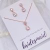 Lace & Favour Thank You For Being My Bridesmaid Rose Gold Teardrop Crystal Jewellery Set Hot