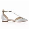 Perfect Bridal Perfect Bridal Harper Dyeable Ivory Satin And Gold T-Bar Flats Hot