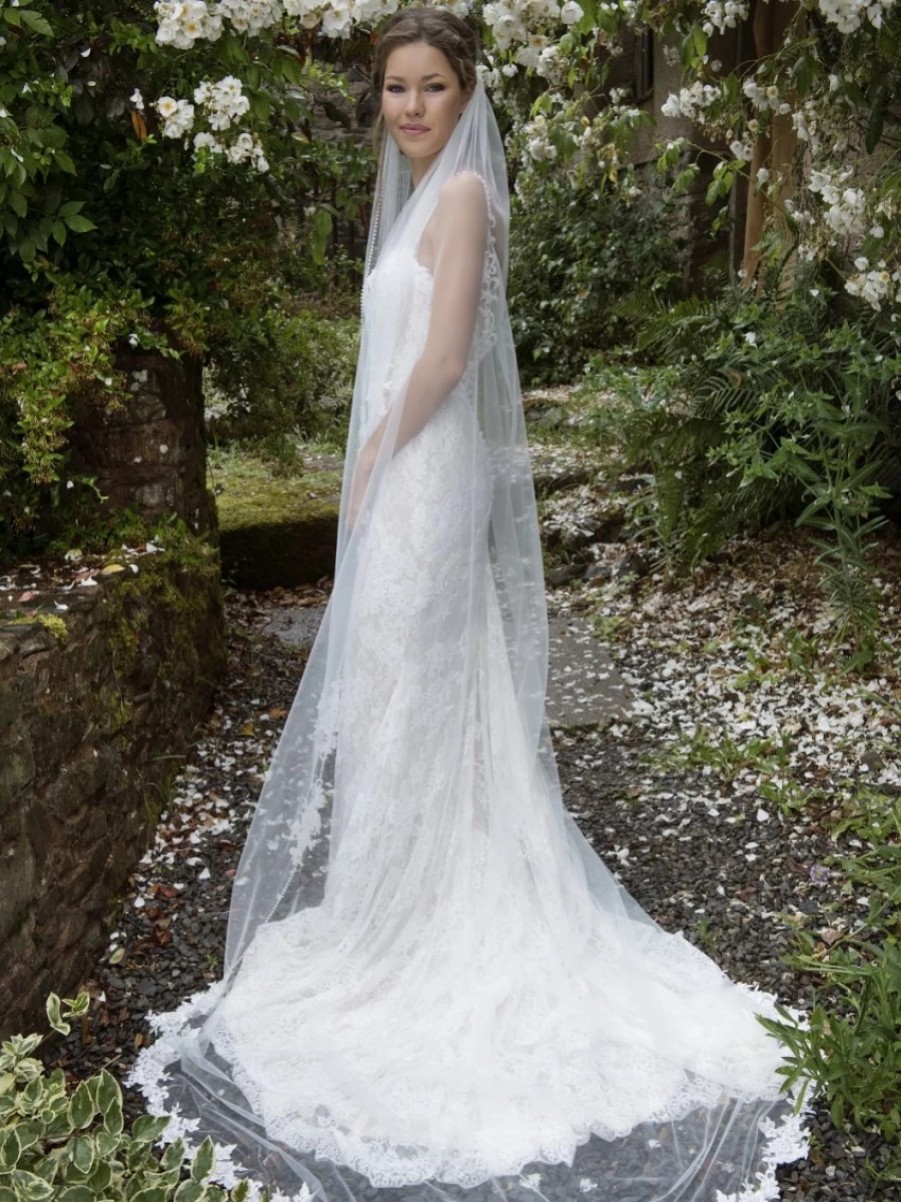 Joyce Jackson Joyce Jackson Alice Springs Single Tier Pearl Edge Veil With Lace Motifs Clearance