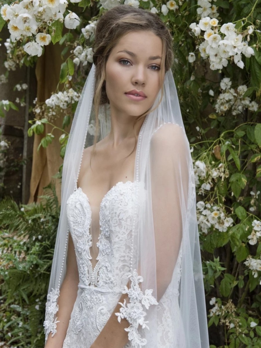 Joyce Jackson Joyce Jackson Alice Springs Single Tier Pearl Edge Veil With Lace Motifs Clearance