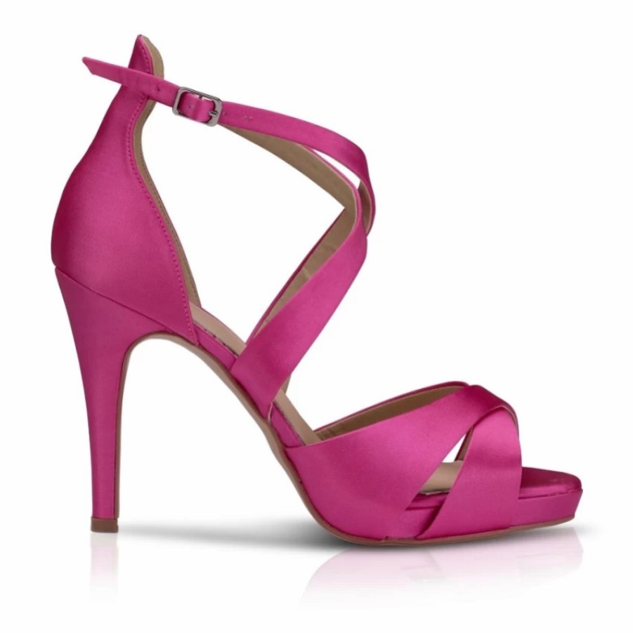 Perfect Bridal Perfect Bridal Kendall Fuchsia Satin High Heel Cross Strap Platform Sandals Best