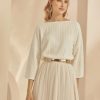 Bianco Evento Bianco Ivory Knitted Boat Neckline Bridal Sweater E342 Wholesale