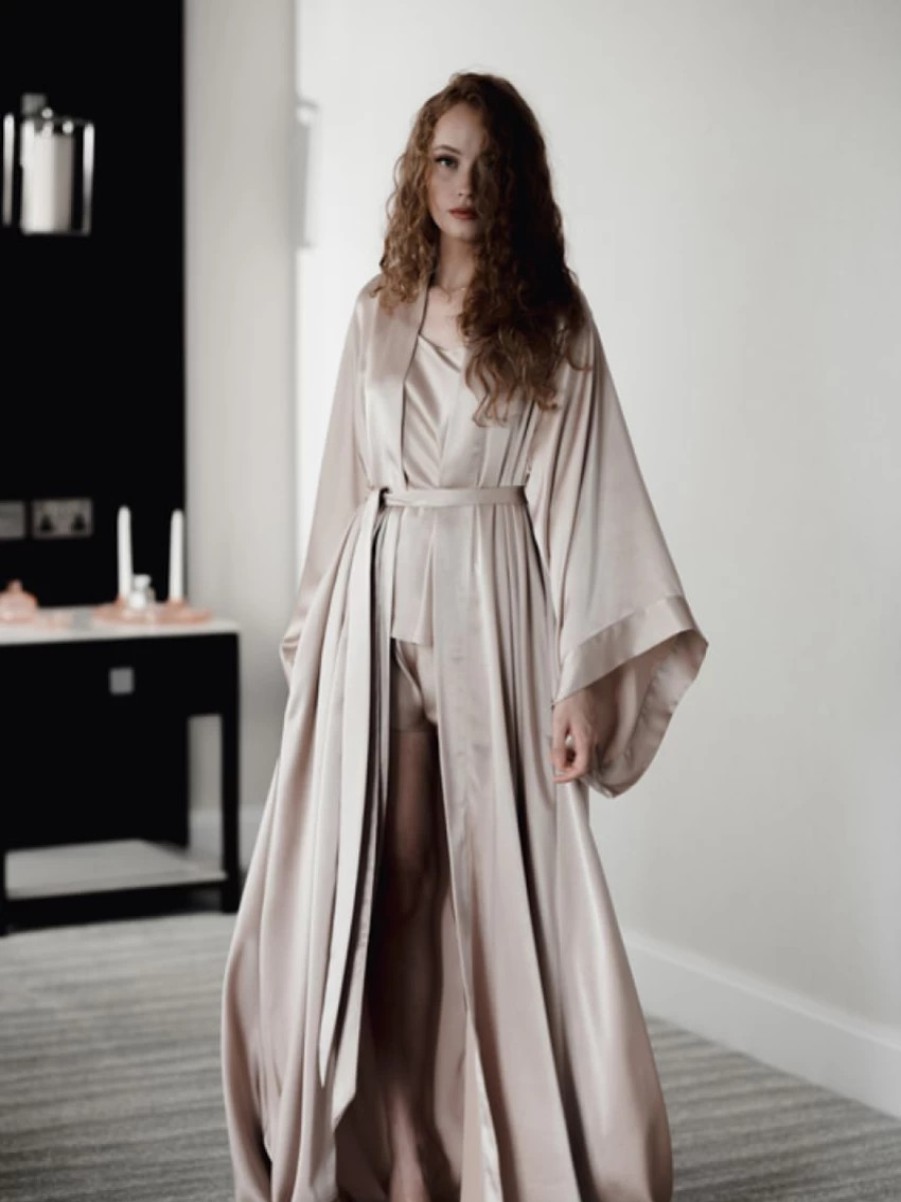 Arianna Arianna Beatrix Long Satin Bridal Robe (Coffee) Clearance