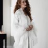 Arianna Arianna Florence Feather Sleeve Satin Bridal Robe (Ivory) New