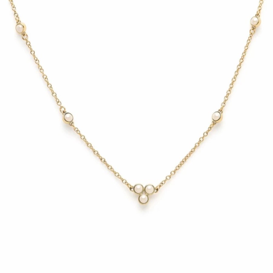 Olivia Burton Olivia Burton Pearl Cluster Gold Chain Necklace Hot