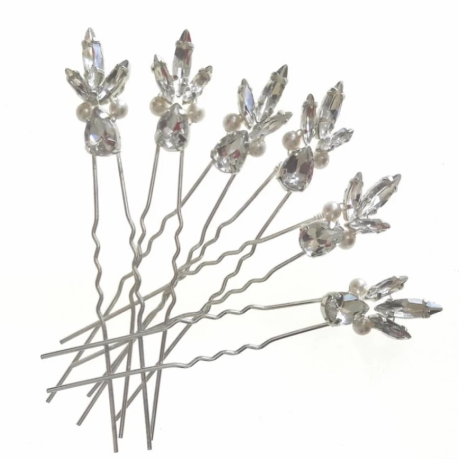 Arianna Arianna Estelle Set Of 6 Diamante And Pearl Hair Pins Arp020 New