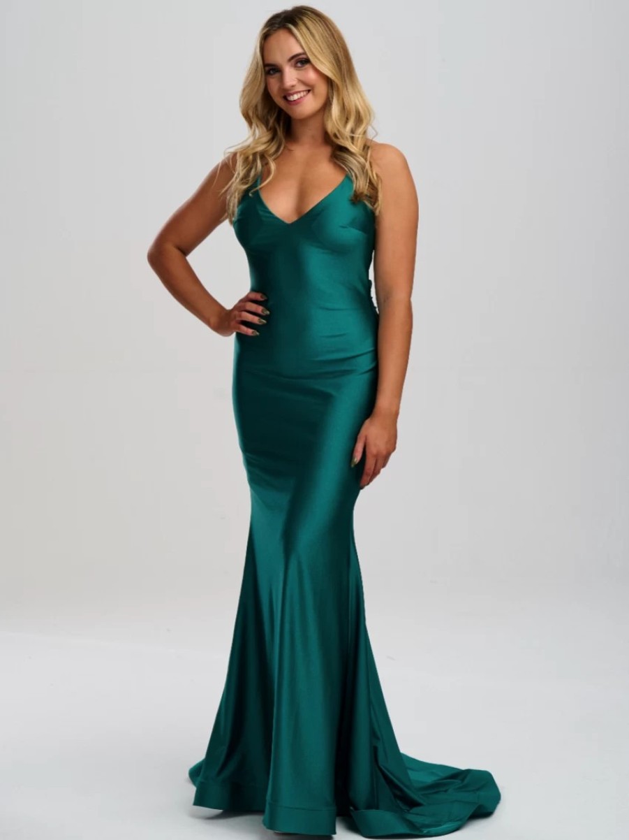 Linzi Jay Linzi Jay V Neck Backless Mermaid Prom Dress With Crossover Straps Clearance