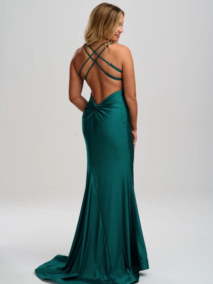 Linzi Jay Linzi Jay V Neck Backless Mermaid Prom Dress With Crossover Straps Clearance