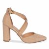 Pink Paradox London Paradox London Reagan Champagne Glitter Cross Strap Block Heel Court Shoes Hot