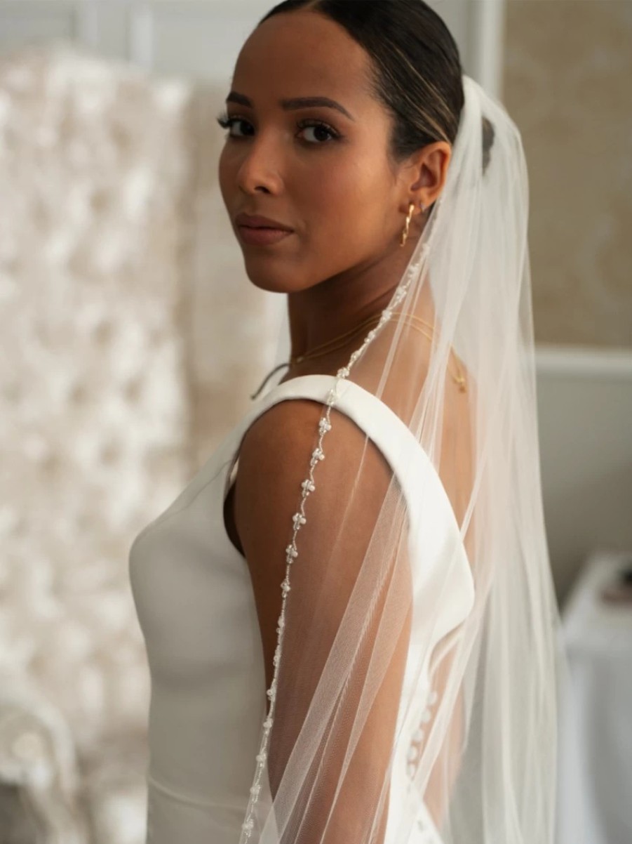 Linzi Jay Linzi Jay Single Tier Veil With Pearl And Beaded Edge La951 Online