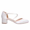 Perfect Bridal Perfect Bridal Remi Dyeable Ivory Satin Block Heel Courts With Crossover Straps Clearance