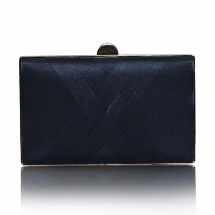 Perfect Bridal Perfect Bridal Bay Navy Criss Cross Satin Clutch Bag Clearance