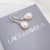 Lace & Favour Dolci Silver Crystal Embellished Teardrop Pearl Earrings Wholesale