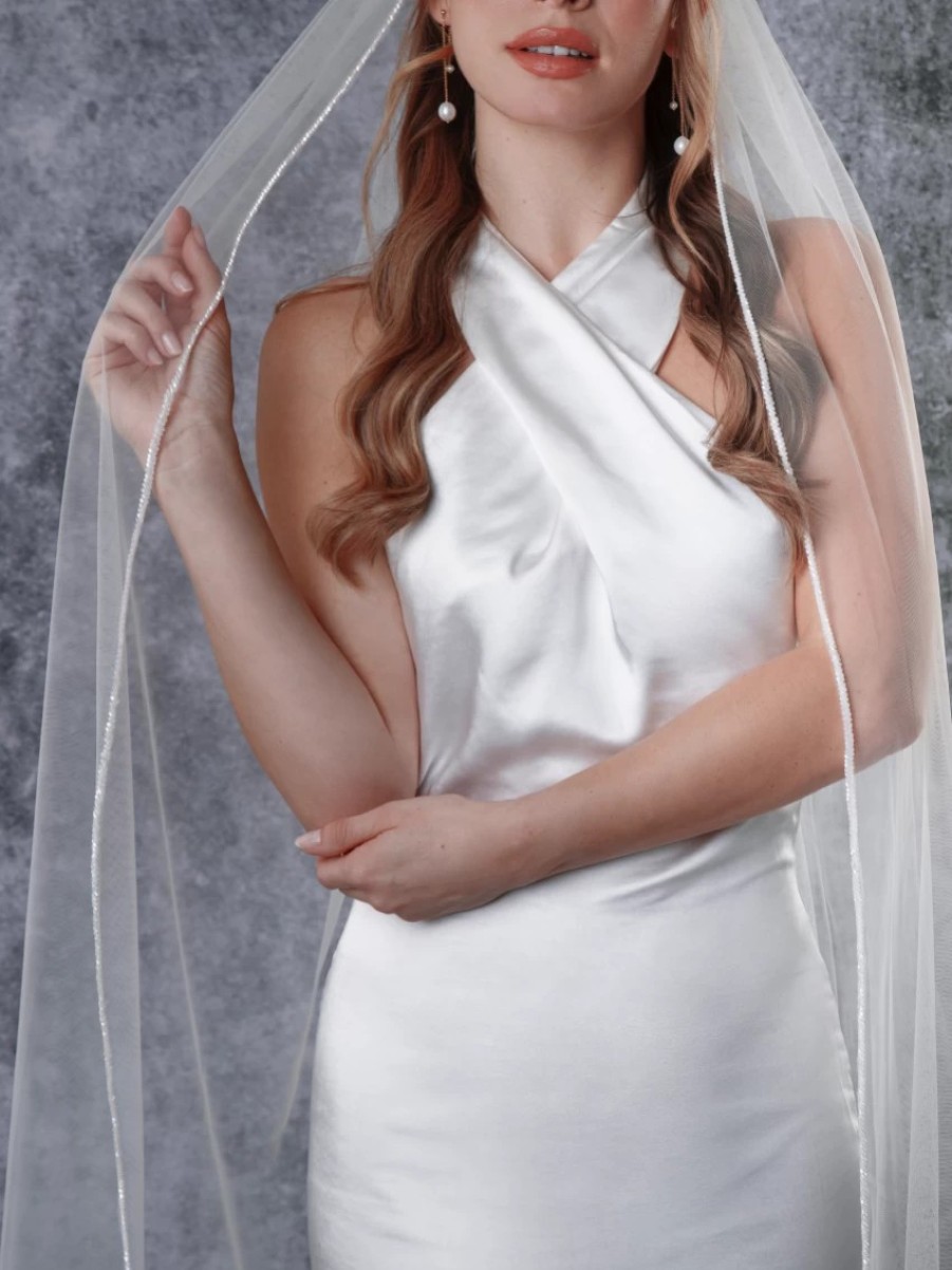 Rainbow Club Rainbow Club Harmony Ivory Single Tier Beaded Edge Chapel Veil Wholesale